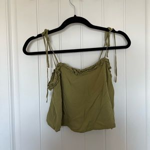Green flowy crop top